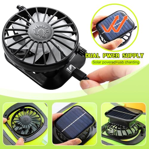 Fan Hat with 2 USB Fans Wide Brim Neck Flap - Yellow