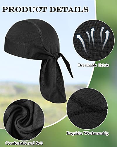 Foaincore 8 Pack Do Rags for Men Black Simple Style Outdoor Cycling Headwear