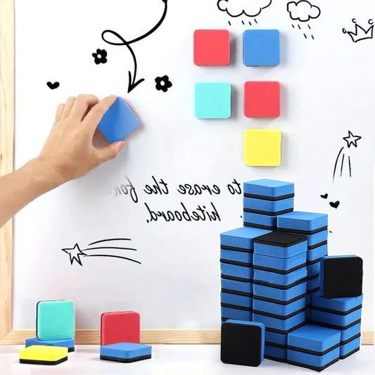 30 Pack Magnetic Dry Erase Erasers - 2x2 Inch Whiteboard Cleaners for Office & Home, Reusable Felt Eraser Pads for Glass Boards & Planner Accessories（Black）