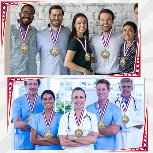 Teamwork Gold Medals with Ribbons - 30 Pack 2 Inch Awards for Kids & Adults