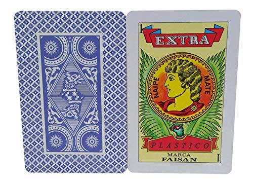 Spanish Plastic Playing Cards - 40 Card Deck for Card Games, Black Case