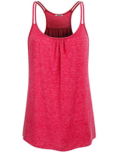 Hibelle Womens Watermelon Red Yoga Tank Top - Medium, Racerback Workout Shirt