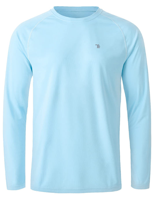 Rdruko Men's Hiking Shirts Long Sleeve UPF 50+ Lightweight Dry Fit Outdoor Fishing Swim UV Shirts(Sky Blue, US XXXL)