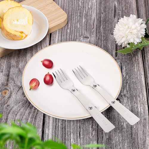 BOXOB 2pcs Silver Stainless Steel Folding Forks, 6.3 Inch, Compatible with THERMOS FUNTAINER 16 Oz Food Jar, Dishwasher Safe, Camping Flatware