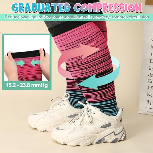 Plus Size Compression Socks for Women 6 Pairs Wide Calf Multicolor XX-Large