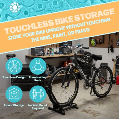 Bike Floor Stand with Rubber Feet for 20-29 Inch Bikes, Foldable & Stable