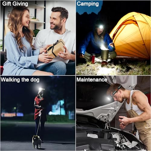 Rechargeable Headlamp Flashlight 2000 Lumen Super Bright Camping Head Light - Black 3 Pack