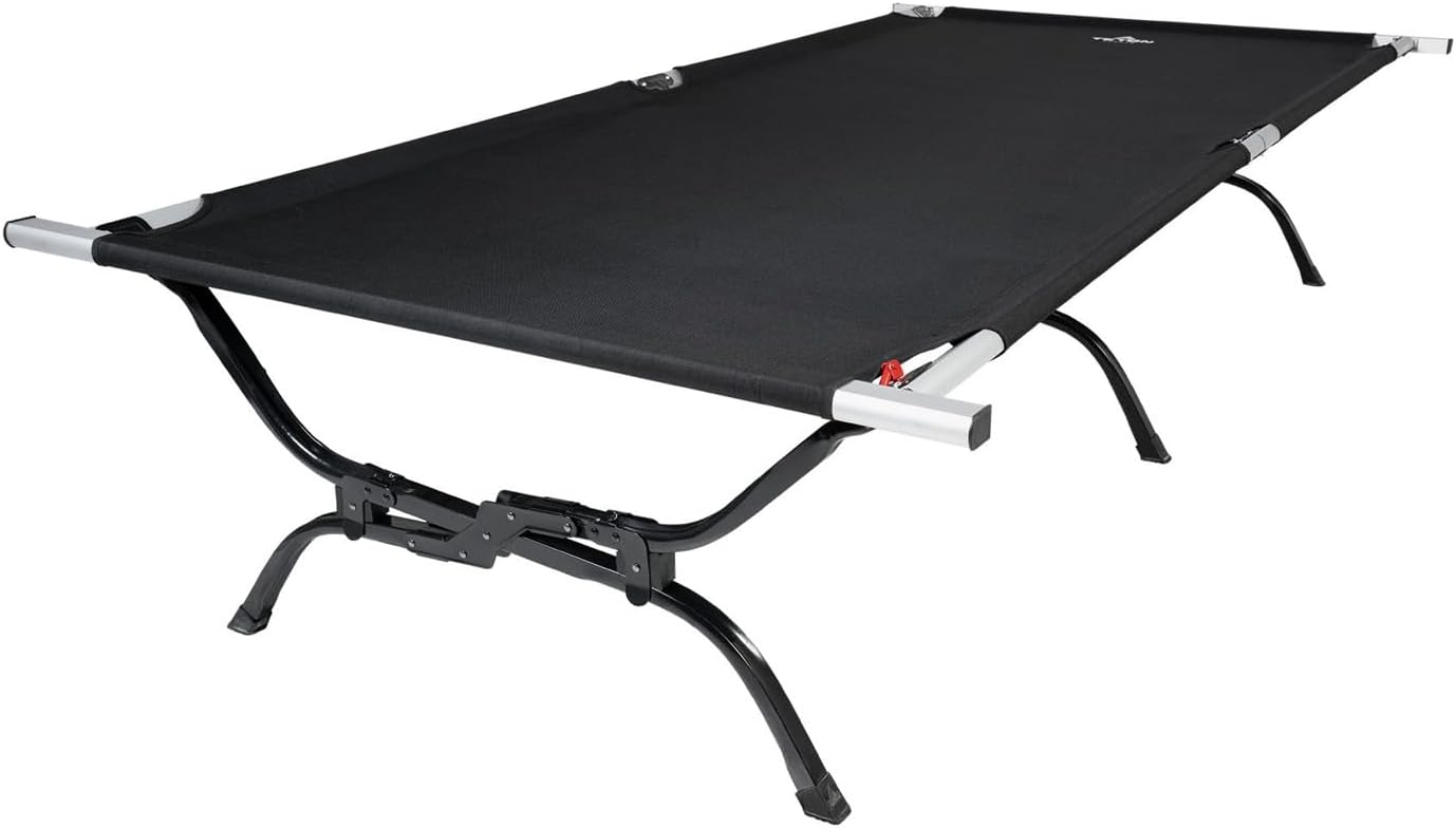 Teton Camping Cot with Patented Pivot Arm, Folding Camping Cot, Durable Heavy Duty Canvas, Comfortable Sleeping Bed for Adults, Portable