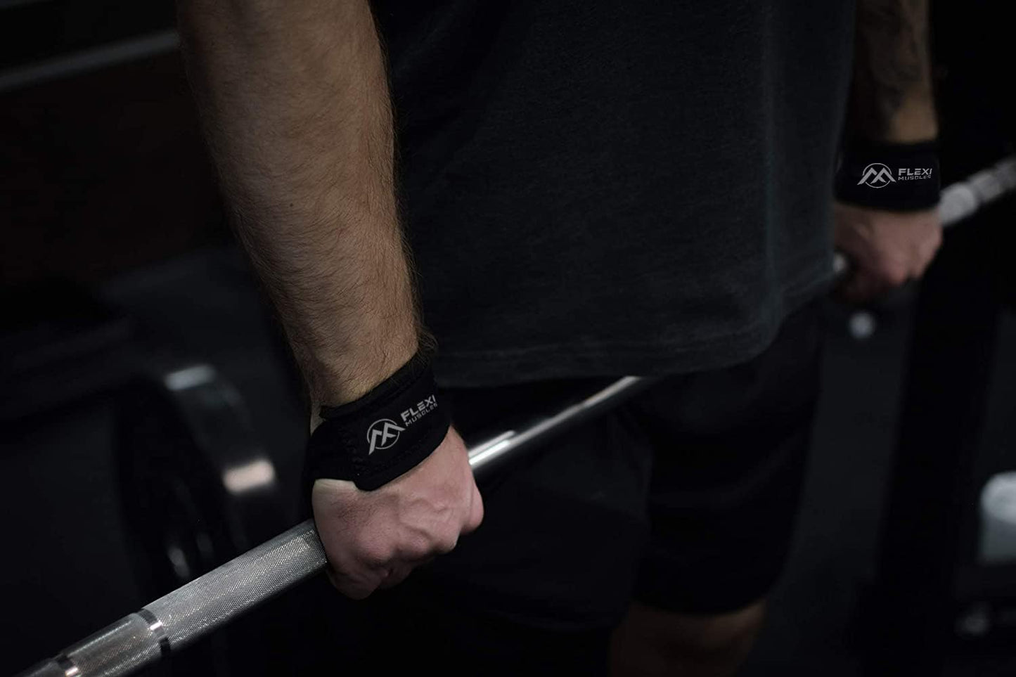 Flexi Muscles Barbell Pad, Ankle Straps, and Lifting Straps Set - Ultimate Comfort & Support for Weightlifting, Squats, Hip Thrusts, and Strength Training. (Black)