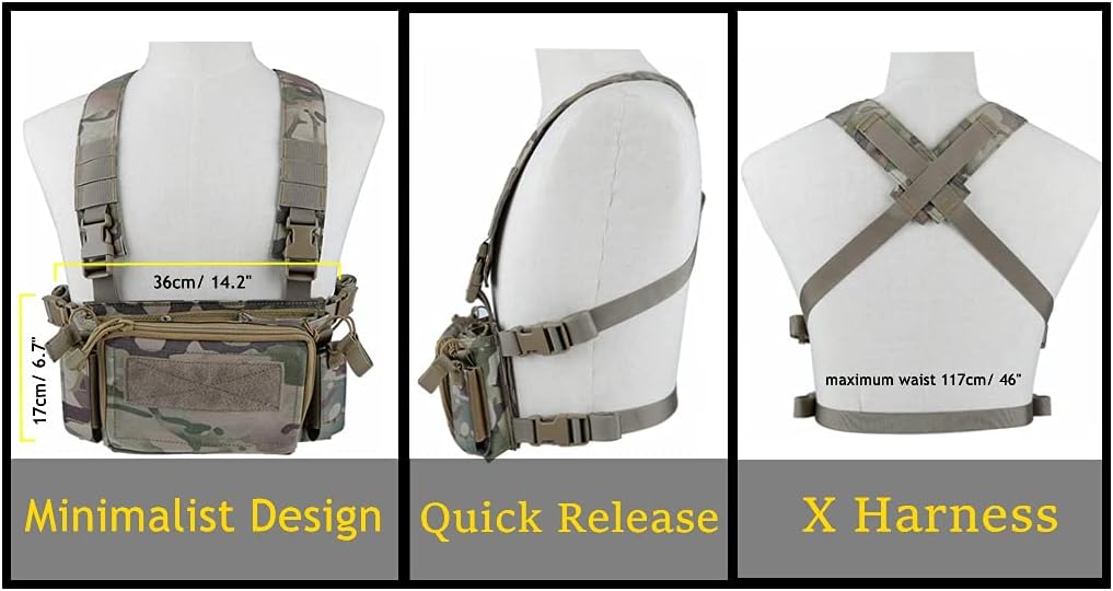 Micro Chest Rig with 5.56/ 9mm Airsoft Mag Pouch & Tactical X Harness