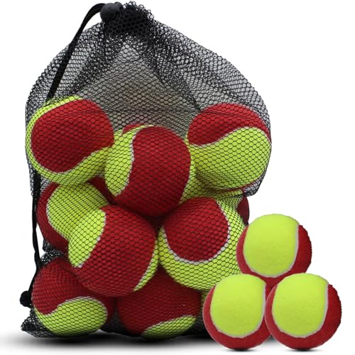 Kid Tennis Balls 20 Pack with Red Variation - Low Compression Stage for Beginners