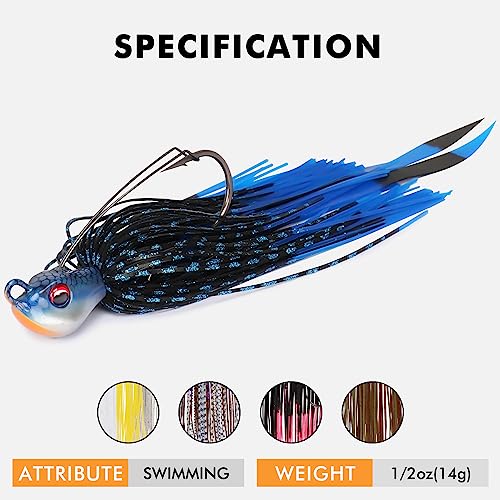 Fishing Jigs with Teflon Hook & Titanium Weed Guard - 2-1/2oz A2