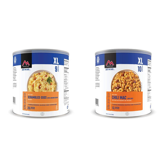 Mountain House Scrambled Eggs with Bacon | Freeze Dried Survival & Emergency Food | #10 Can + Mountain House Chili Mac with Beef | Freeze Dried Survival & Emergency Food | #10 Can