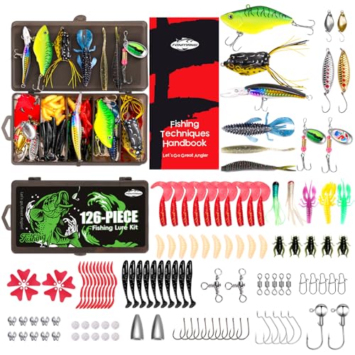 Fishing Lures - 2025 New Tackle Box with Tackle Included, Fishing Kit with VIBs, Frogs, Minnows, Soft Baits, Hooks & Weights Accessories, Freshwater Lure Kit for Bass Walleye Trout