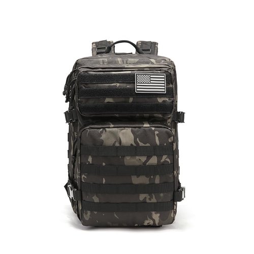 ONE WVW PIN Tactical Backpack for Men Bug Out Bag Army Pack Rucking Backpacks 45L MOLLE Military 3 Day Hiking Treeking Rucksack(Black Camo)