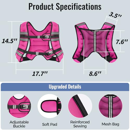 Zeerun Weighted Vest Pink 15 lb Men Women Fitness Workout Gear