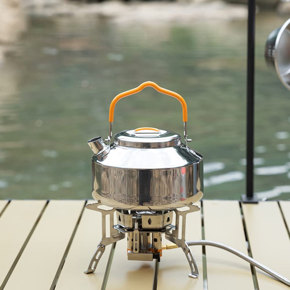 Naiveferry 1Pc Outdoor Camping Kettle, 800ML Stainless Steel Teapot Portable Tea Kettle for Boiling Water Compact Lightweight Camp Coffee Pot Outdoor Hiking Cooking Equipment