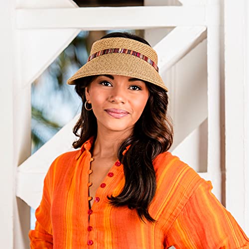 Women's Sedona Sun Visor Hat - Wide Brim, Packable, Adjustable - Medium / Camel
