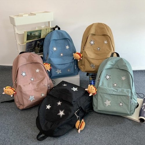 UIVXXUD Kawaii Backpack with Cute Accessories - Waterproof Nylon, Multiple Compartments, and External Pockets (Pink)