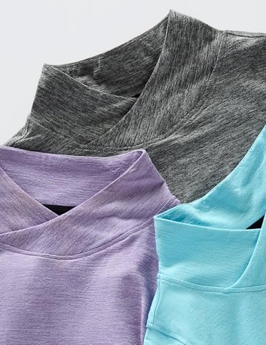 Women's Thermal Mock Neck Long Sleeve Top - Liberty Pro 3 Pack Medium Aqua Charcoal Lavender