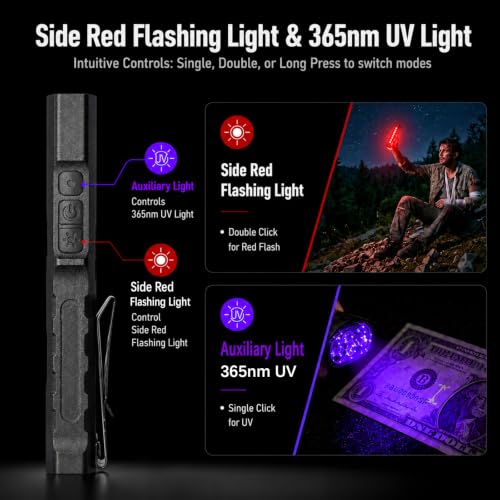 T9PRO Rechargeable 1500 Lumens Flat Pocket Flashlight with Clip – Multi-Mode, Magnetic, USB-C