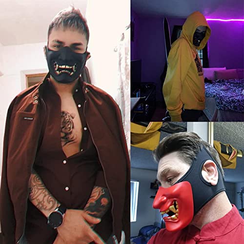 Black Airsoft Half Face Mask - Demon Monster Kabuki Samurai Oni Mask for CS Game & Cosplay