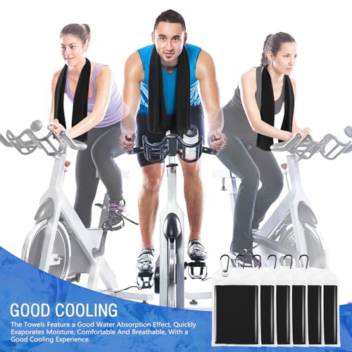 Hosuly 6 Pack Cooling Towels 40x12 Inches - Black Neck Wraps for Hot Weather