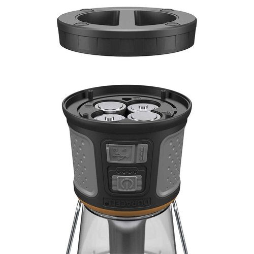 Duracell - 2000 lumens LED flashlight with 360° and 180° illumination for camping, fishing and emergency use, 6 light modes and 3 power supplies available for charging, 1654528