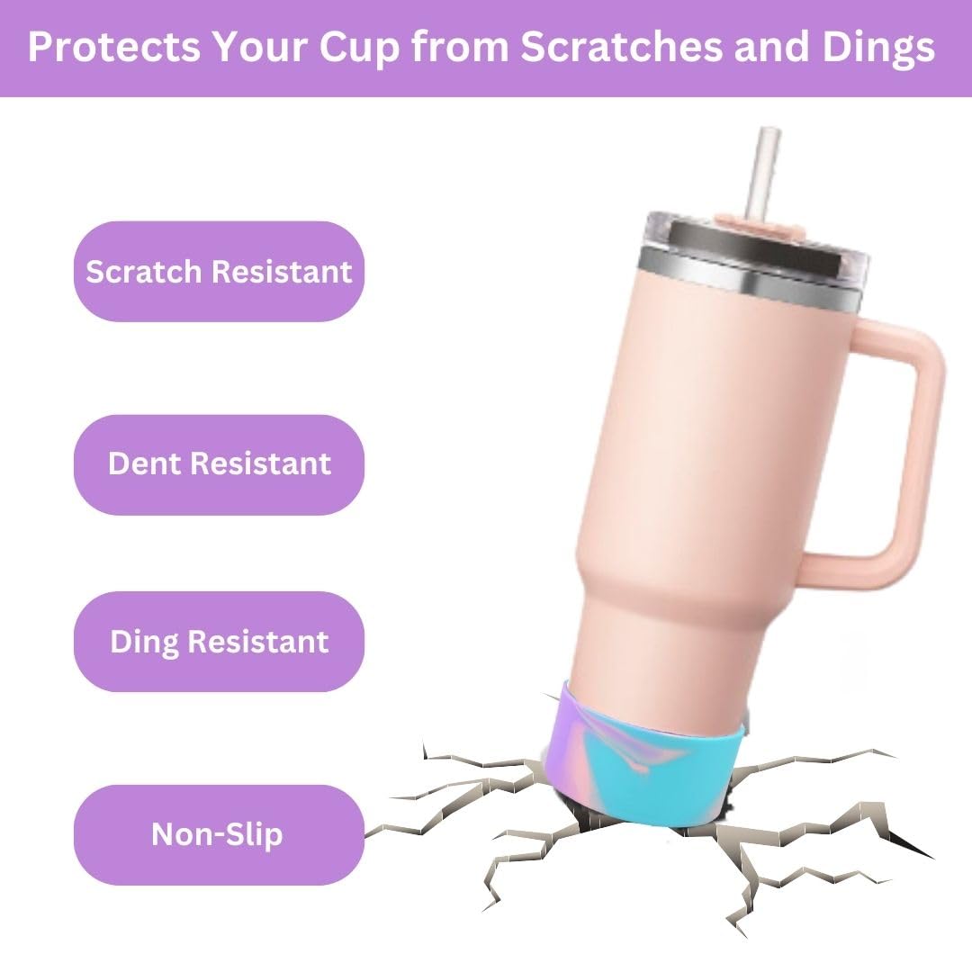 Generic Marble Silicone Sleeve/Boot for Stanley Cup Protector 20oz-40oz & Anti-Slip BPA Free Bottom Cover Bumper for Sport Bottles & Stanley Cup Accessories (Marble Blue/Pink/Purple)