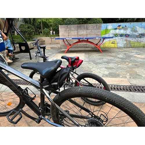 Bike Saddle Bag, Seat Bags, Bicycle Bags Cycling Seat Pack for Mountain Road Bikes, Waterproof Pouch for Phone, Wallet, Keys, Tools, Accessories, Biking Gear, Built-in Keychain (Black)