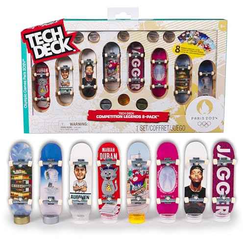 Tech Deck, Competition Legends 8-Pack Fingerboards with Collectible Cards, Olympic Games Paris 2024, Customizable Mini Skateboards, Kids Toys for Ages 6 and up