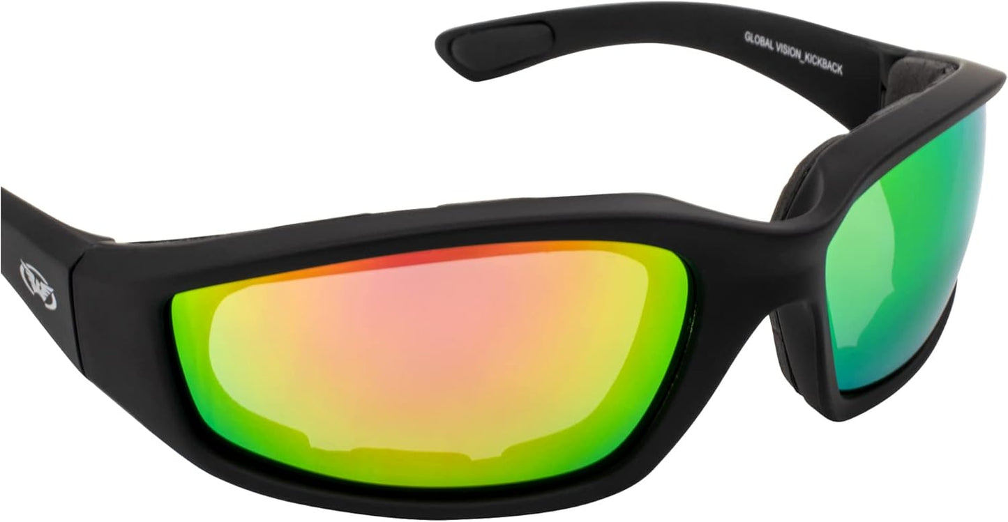 Global Vision Eyewear Black Frame Kickback Riding Glasses with GT Lenses
