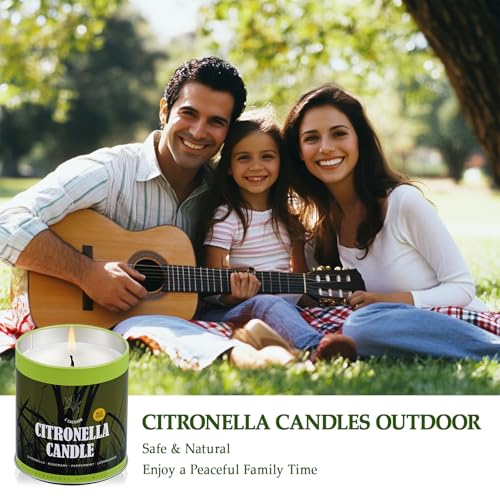 Outdoor Citronella Candle Set 4 Pack - 9oz Mosquito Repellent with Essential Oils