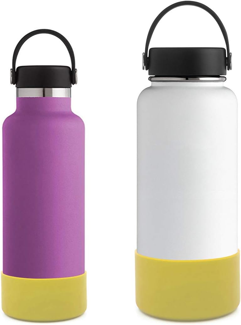 Flaskars Protective Silicone Boot for 12oz - 40 oz Hydroflask Water Bottles Anti-Slip Bottom Stanley Sleeve Cover Bumper (Black, Fits Hydroflask 32 and 40 OZ)