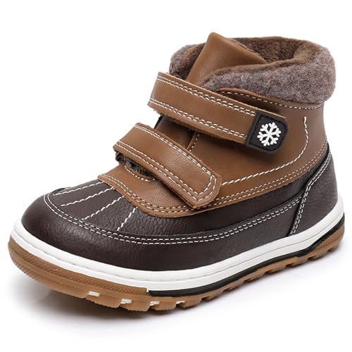 Toddler Boys Girls Ankle Boots - Fall & Winter Shoes, Dark Brown 6