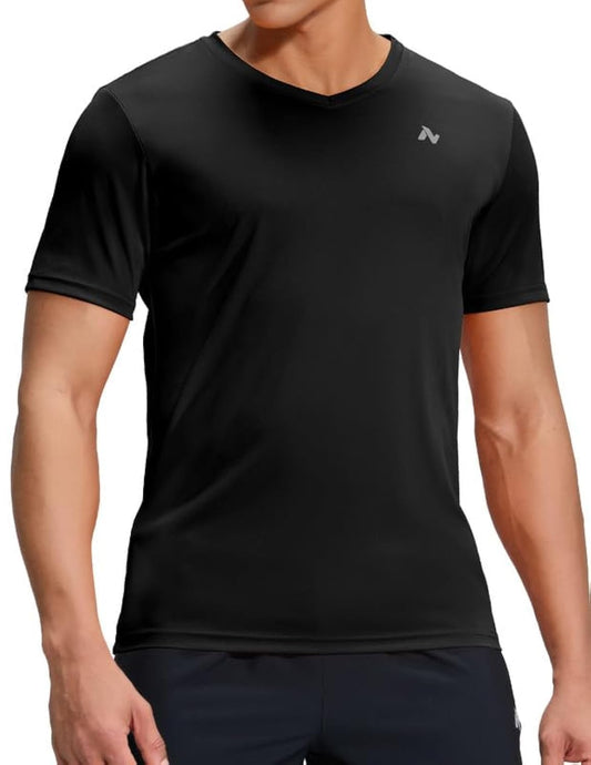 Nepest Men's Dry-Fit UV Moisture Wicking UPF 50+ SPF Sun Protective Fishing Hiking Swim Short Sleeve Shirt Black M