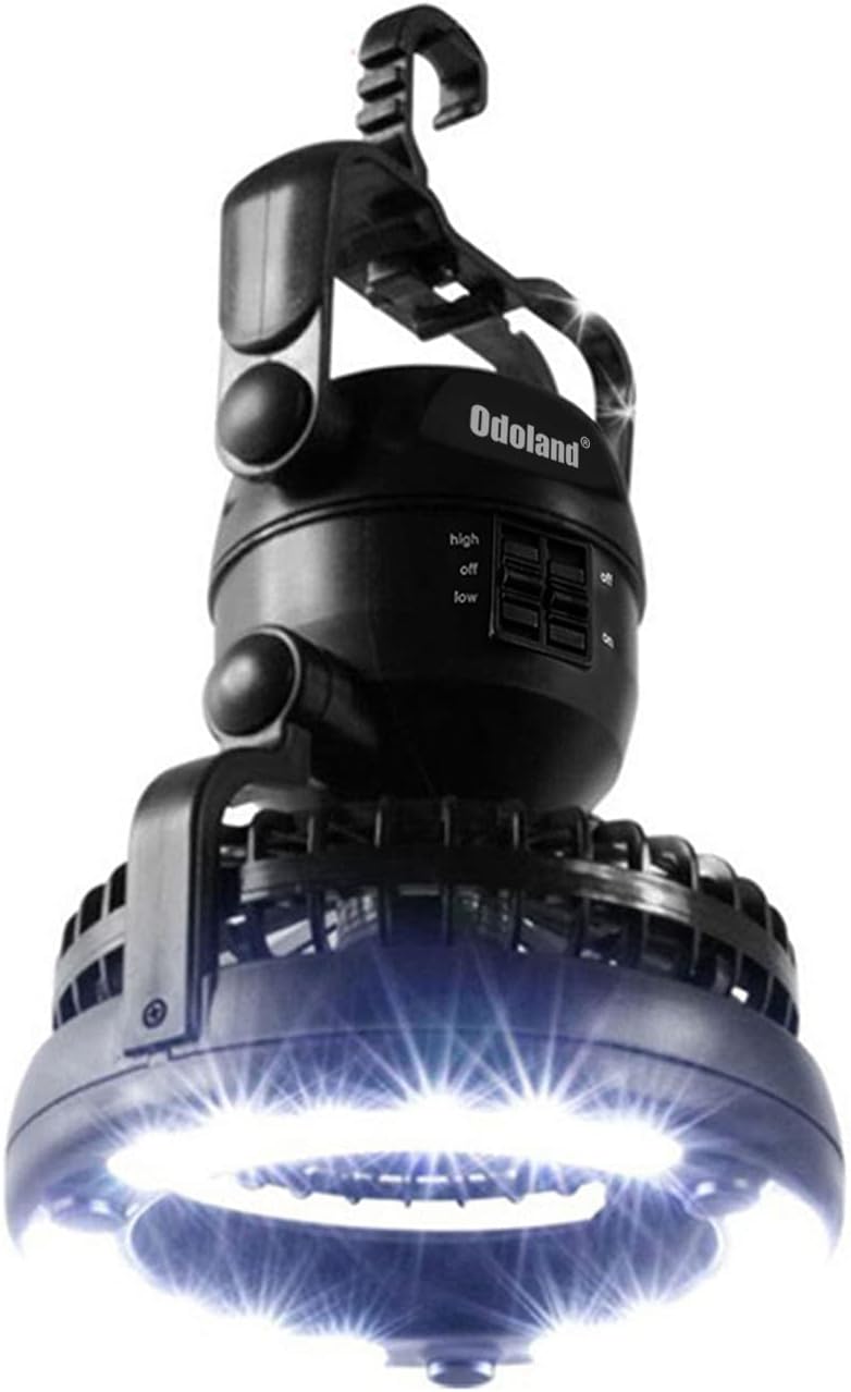 Odoland Portable LED Camping Lantern & Ceiling Fan - Ideal for Hurricane Emergencies