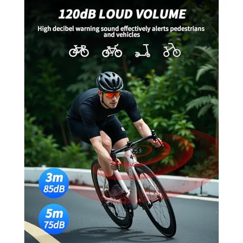 Electric Bike Horn, Max 120dB Loud Bicycle Horn with Wireless Remote, USB-C Rechargeable Bike Bell for Adults Kids Bike, Scooter, Ebike, Waterproof Bike Accessories