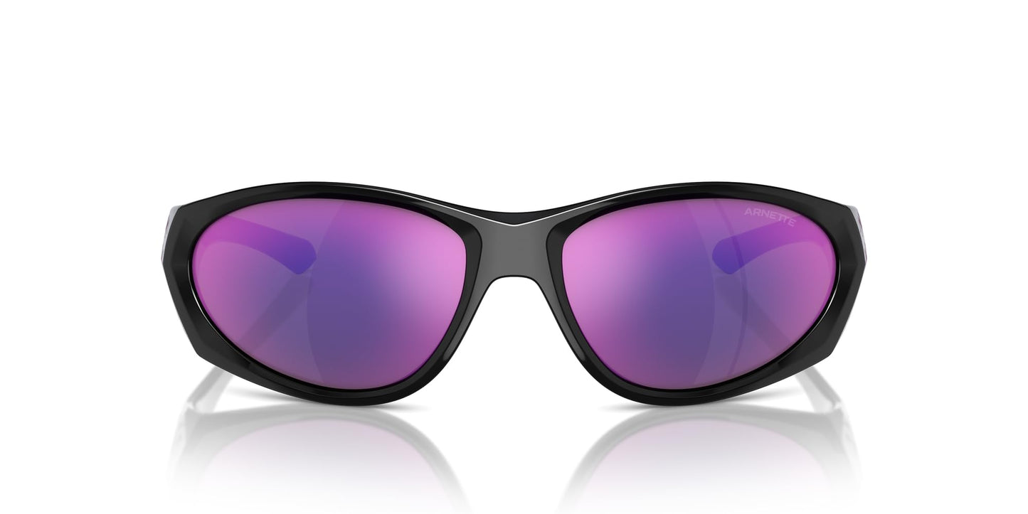 Arnette Men's AN4342 Ilum 2.0 Rectangular Sunglasses, Black/Violet Flames/Grey Mirrored Violet, 62 mm