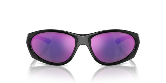 Arnette Men's AN4342 Ilum 2.0 Rectangular Sunglasses, Black/Violet Flames/Grey Mirrored Violet, 62 mm