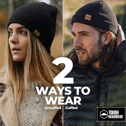 Tough Headwear Ribbed Beanie Hat - Four-Way Stretch Beanie for Women & Men - Lightweight, Soft Acrylic Knit Winter Hat