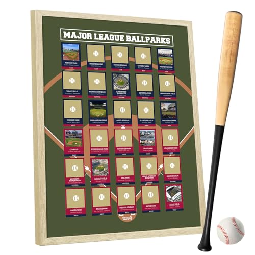 12x16 Framed Baseball Stadium Scratch Off Poster - All 30 MLB Ballparks