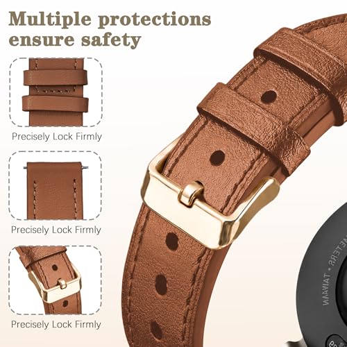Farluya 14mm Leather Watch Band for Garmin Lily 2 Active Women Men - Brown