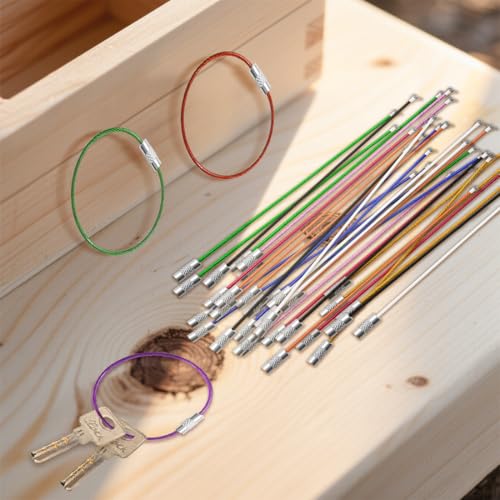 100 Pcs Wire Keychain Rings 6 Inch with 10 Colors for Crafts and Luggage