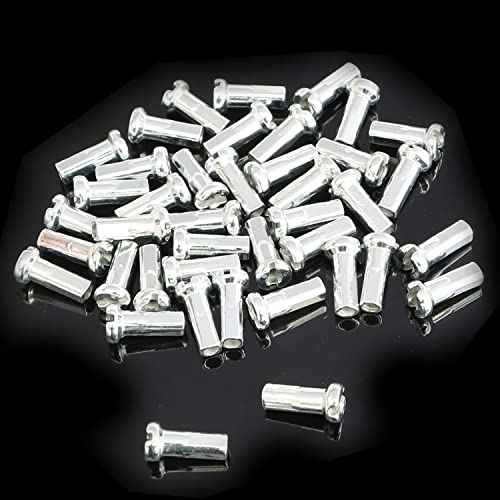 TAODAN Bike Spoke Nipple 100PCS Silver Bicycle Spoke Caps for 14G / 2mm Dia Mountain Road Bike, 12mm Long Cycling End Tip, Wheel Spoke Nipple