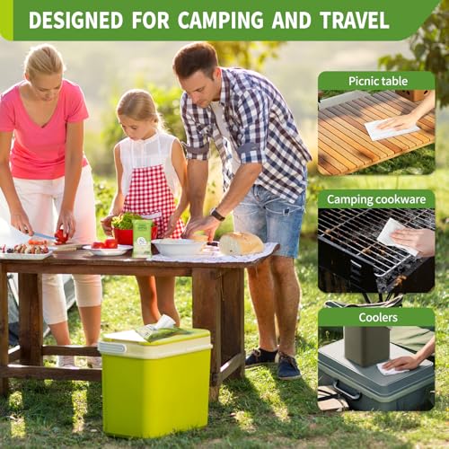 Creatyi 80 Pack Portable Camping Dish Wipes - Water-Free Grease & Food Residue Cleaner
