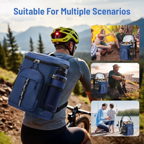 Navy Blue Cooler Backpack, Leak-Proof Insulated Bag for Men & Women - Medium
