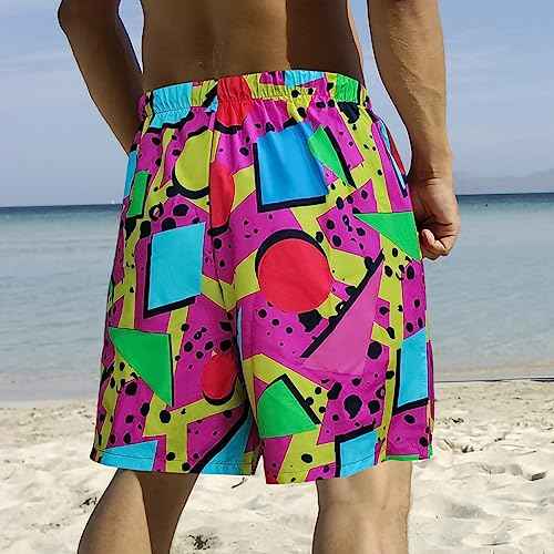 80s Bilayer for Men 90s Swim Shorts 80s Summer Party Hawaiian Beach Disco Shorts