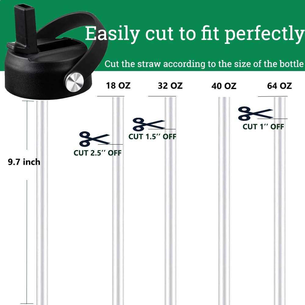 6-Pack Replacement Straws for Hydro Flask Wide Mouth Water Bottle, BPA Free 6 Straws and 2 Straw Cleaning Brushes (Fit for Hydroflask Bottles)