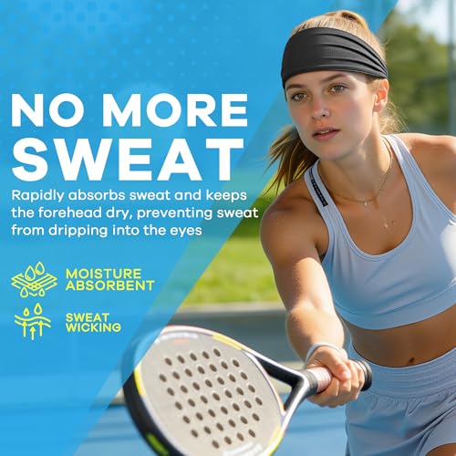 Sukeen Adjustable Cooling Headband for Women - Black Breathable Sweatband